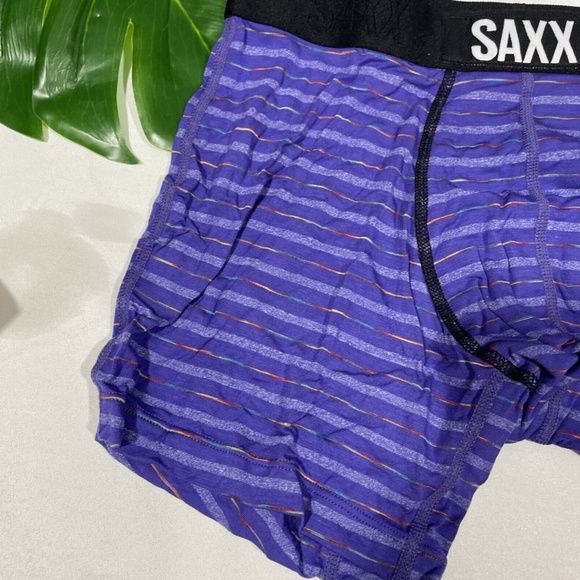 NIB SAXX‎ [ Small ] Vibe Stretch Boxer Briefs in Purple Gradient Stripe - Picture 10 of 16